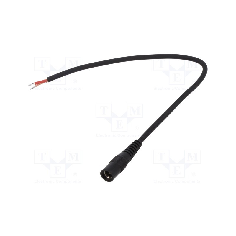 10 pcs : S21-TT-C100-025BK - Cable, 1x1mm2, wires,DC 5,5/2,1 socket, straight, black, 0.25m