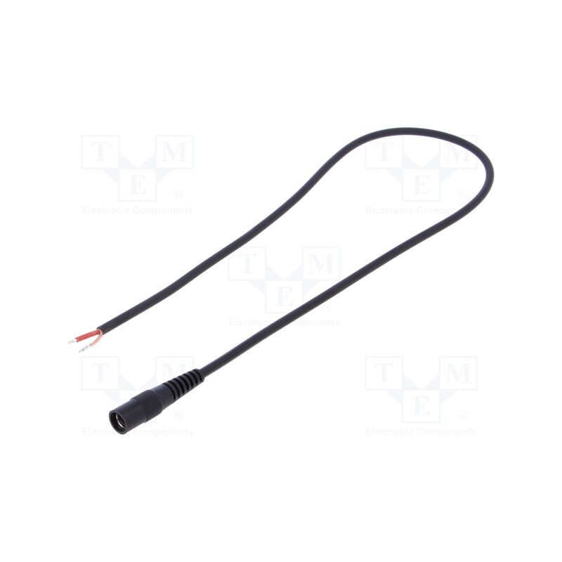 10 pcs : S21-TT-C100-050BK - Cable, 1x1mm2, wires,DC 5,5/2,1 socket, straight, black, 0.5m