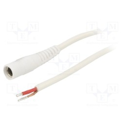 10 pcs : S21-TT-C100-050WH - Cable, 1x1mm2, wires,DC 5,5/2,1 socket, straight, white, 0.5m