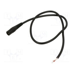 10 pcs : S21-TT-O050-050BK - Cable, 2x0.5mm2, wires,DC 5,5/2,1 socket, straight, black, 0.5m