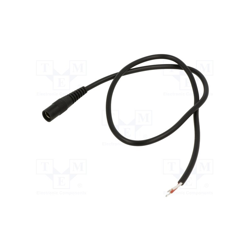 10 pcs : S21-TT-O050-050BK - Cable, 2x0.5mm2, wires,DC 5,5/2,1 socket, straight, black, 0.5m