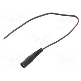 10 pcs : S21-TT-T035-025BK - Cable, 2x0.35mm2, wires,DC 5,5/2,1 socket, straight, black, 0.25m