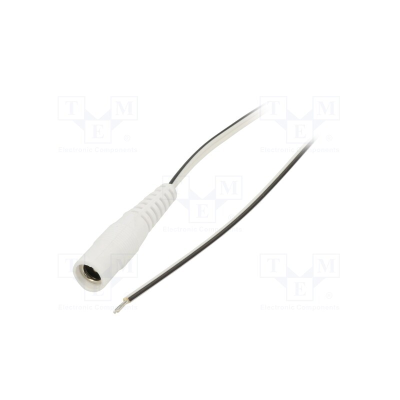 10 pcs : S21-TT-T035-050WH - Cable, 2x0.35mm2, wires,DC 5,5/2,1 socket, straight, white, 0.5m