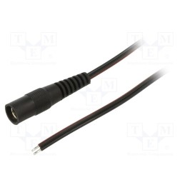 10 pcs : S21-TT-T035-150BK - Cable, 2x0.35mm2, wires,DC 5,5/2,1 socket, straight, black, 1.5m