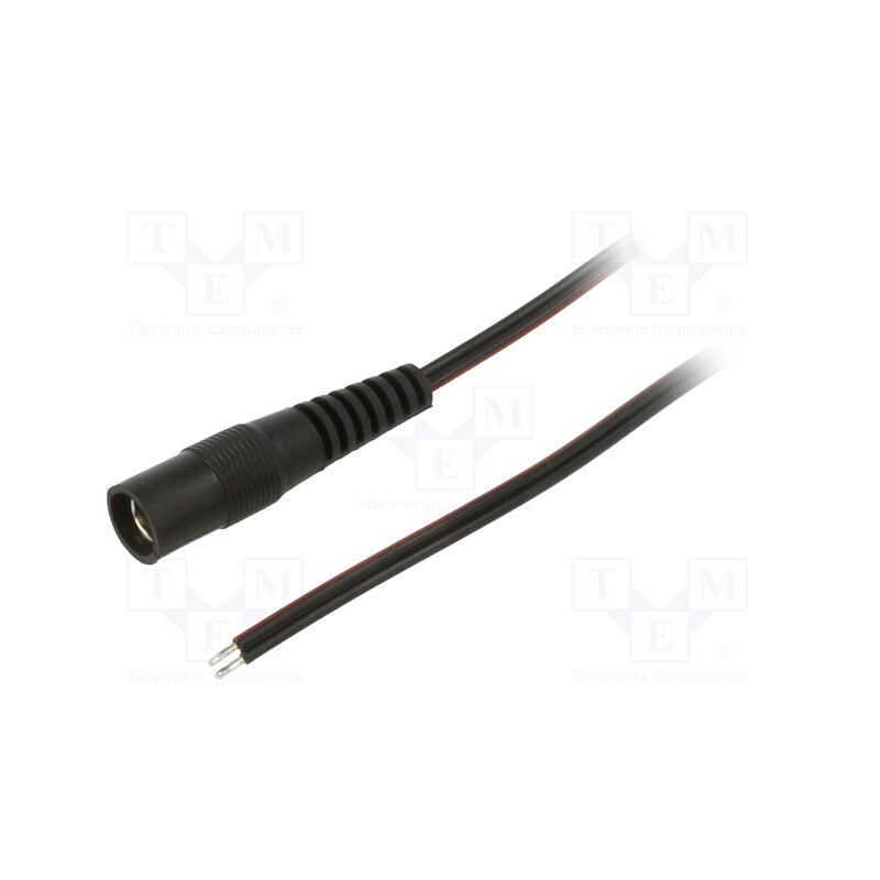 10 pcs : S21-TT-T035-150BK - Cable, 2x0.35mm2, wires,DC 5,5/2,1 socket, straight, black, 1.5m