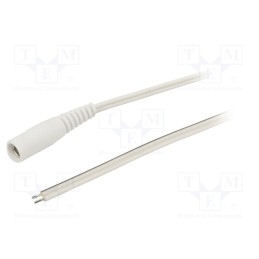 10 pcs : S21-TT-T035-150WH - Cable, 2x0.35mm2, wires,DC 5,5/2,1 socket, straight, white, 1.5m