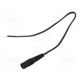 10 pcs : S21-TT-T050-025BK - Cable, 2x0.5mm2, wires,DC 5,5/2,1 socket, straight, black, 0.25m