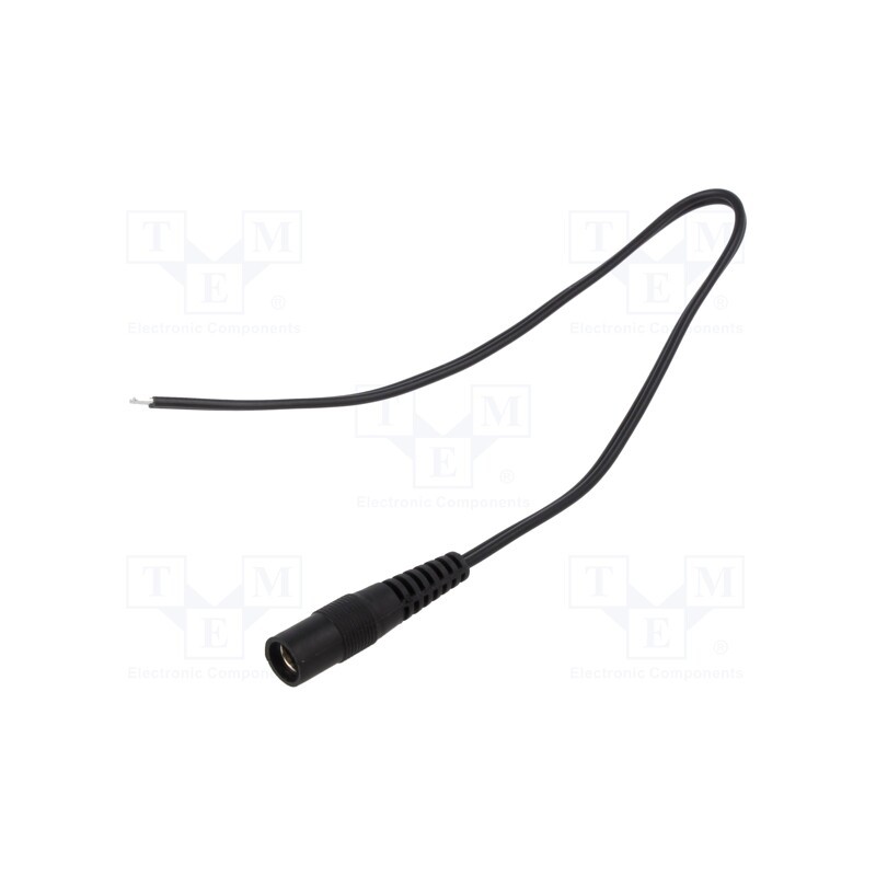 10 pcs : S21-TT-T050-025BK - Cable, 2x0.5mm2, wires,DC 5,5/2,1 socket, straight, black, 0.25m
