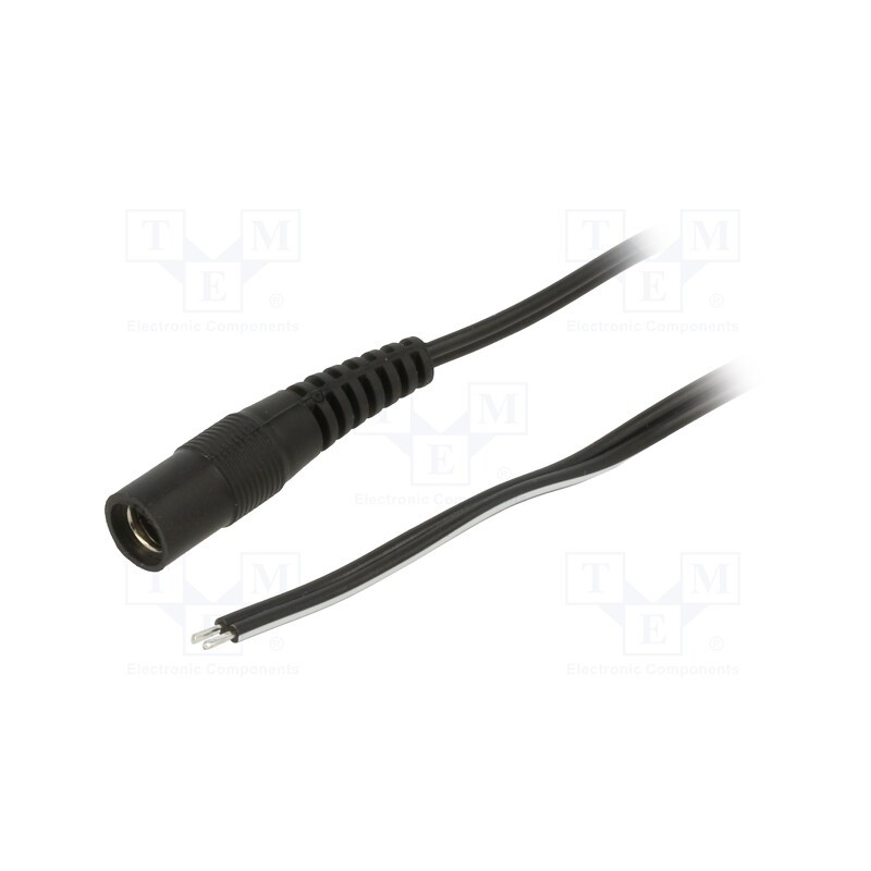 10 pcs : S21-TT-T050-050BK - Cable, 2x0.5mm2, wires,DC 5,5/2,1 socket, straight, black, 0.5m