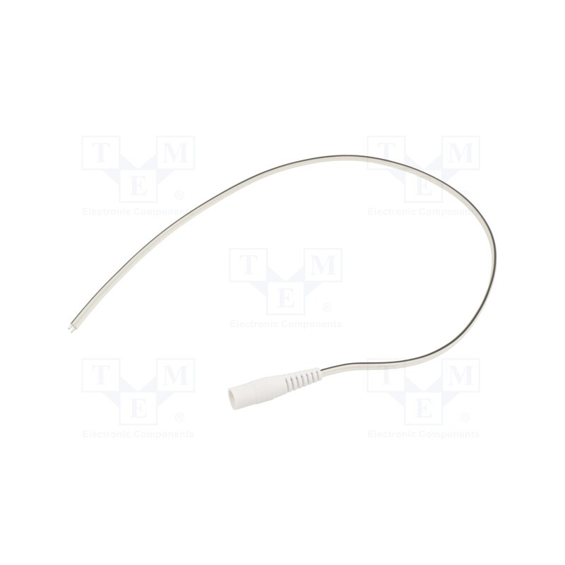10 pcs : S21-TT-T050-050WH - Cable, 2x0.5mm2, wires,DC 5,5/2,1 socket, straight, white, 0.5m