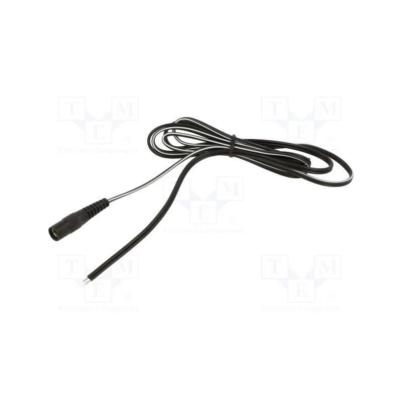 10 pcs : S21-TT-T050-150BK - Cable, 2x0.5mm2, wires,DC 5,5/2,1 socket, straight, black, 1.5m
