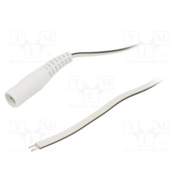 10 pcs : S21-TT-T050-150WH - Cable, 2x0.5mm2, wires,DC 5,5/2,1 socket, straight, white, 1.5m