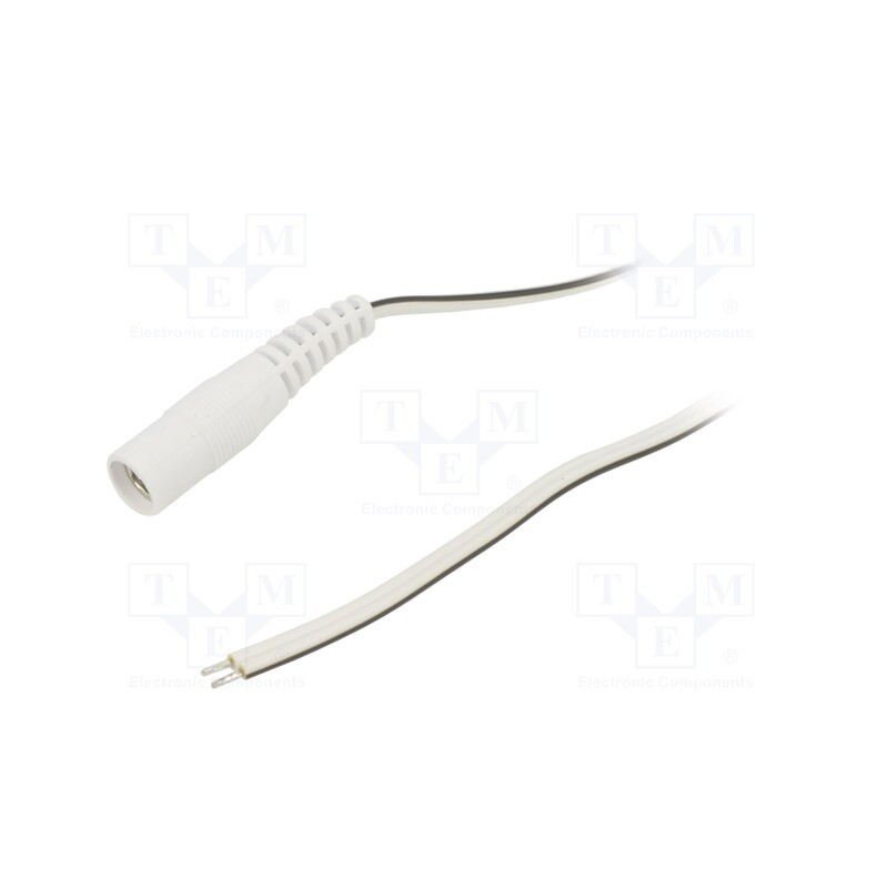 10 pcs : S21-TT-T050-150WH - Cable, 2x0.5mm2, wires,DC 5,5/2,1 socket, straight, white, 1.5m