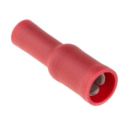 300 pcs - RS PRO Insulated Female Crimp Bullet Connector, 0.5mm² to 1.5mm², 22AWG to 16AWG, 4mm Bullet diameter, Red