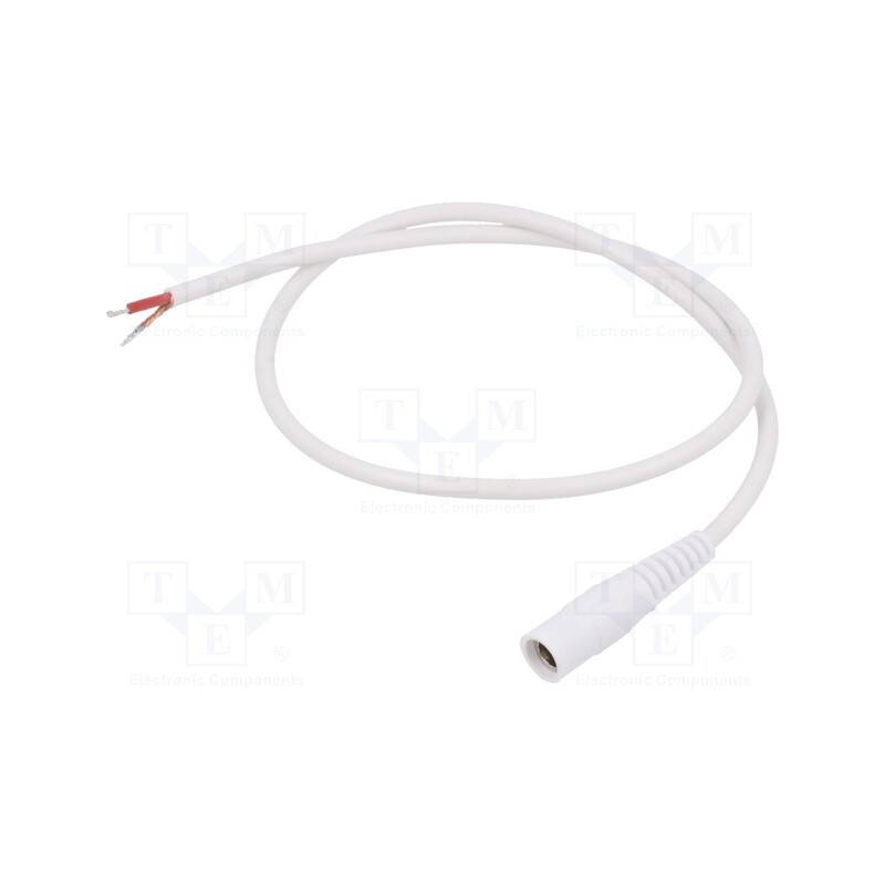 10 pcs : S25-TT-C100-050WH - Cable, 1x1mm2, wires,DC 5,5/2,5 socket, straight, white, 0.5m
