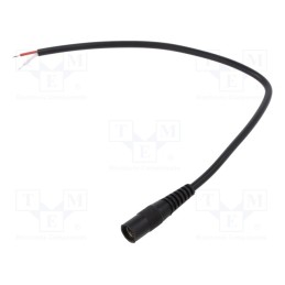 10 pcs : S25-TT-O050-025BK - Cable, 2x0.5mm2, wires,DC 5,5/2,5 socket, straight, black, 0.25m
