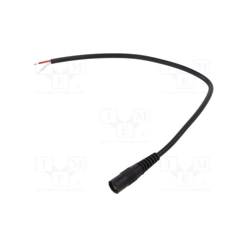 10 pcs : S25-TT-O050-025BK - Cable, 2x0.5mm2, wires,DC 5,5/2,5 socket, straight, black, 0.25m