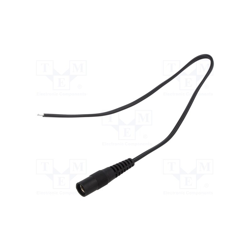 10 pcs : S25-TT-T050-025BK - Cable, 2x0.5mm2, wires,DC 5,5/2,5 socket, straight, black, 0.25m