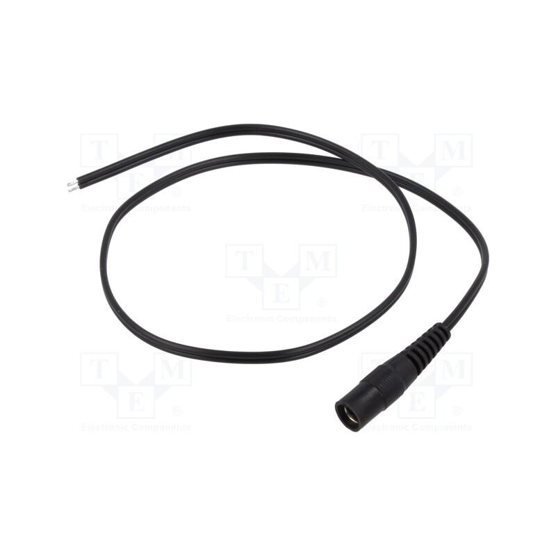 10 pcs : S25-TT-T050-050BK - Cable, 2x0.5mm2, wires,DC 5,5/2,5 socket, straight, black, 0.5m