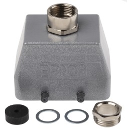 1 pcs - Epic Contact H-BE Heavy Duty Power Connector Hood, 10 Contacts, M20 Thread