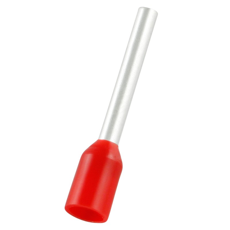 1000 pcs - RS PRO Insulated Bootlace Ferrule, 12mm Pin Length, 1.7mm Pin Diameter, 1mm² Wire Size, Red