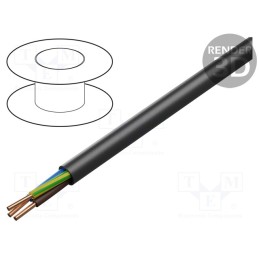 10 m : - Wire, YKY, 3G2.5mm2, round, solid, Cu, PVC, black, 600V,1kV, 100m