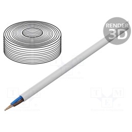 20 m : - Wire, YDY, 2x4mm2, round, solid, Cu, PVC, white, 450V,750V, 100m