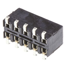 200 pcs - TE Connectivity AMPMODU HV100 Series Straight Surface Mount PCB Socket, 10-Contact, 2-Row, 2.54mm Pitch, Solder