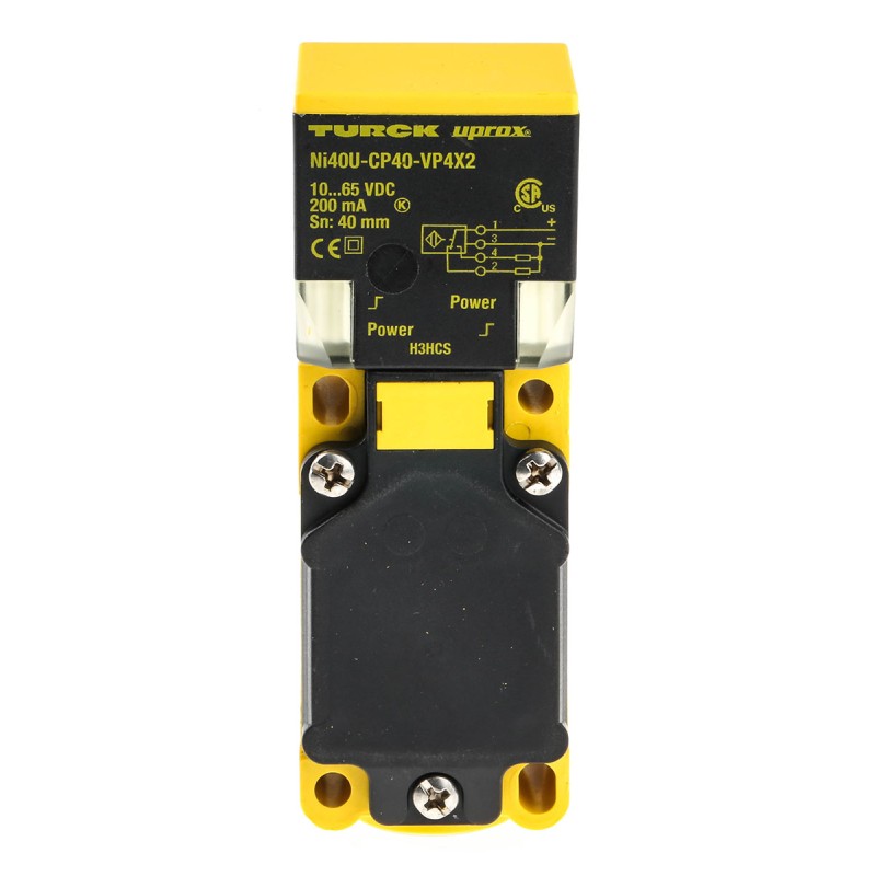 1 pcs - Turck Inductive Block-Style Proximity Sensor, 40 mm Detection, PNP Output, 10 - 65 V dc, IP67