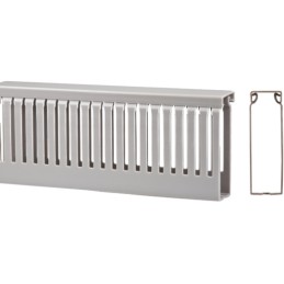 8 pcs - RS PRO Grey Slotted Panel Trunking - Open Slot, W60 mm x D80mm, L2m, PVC