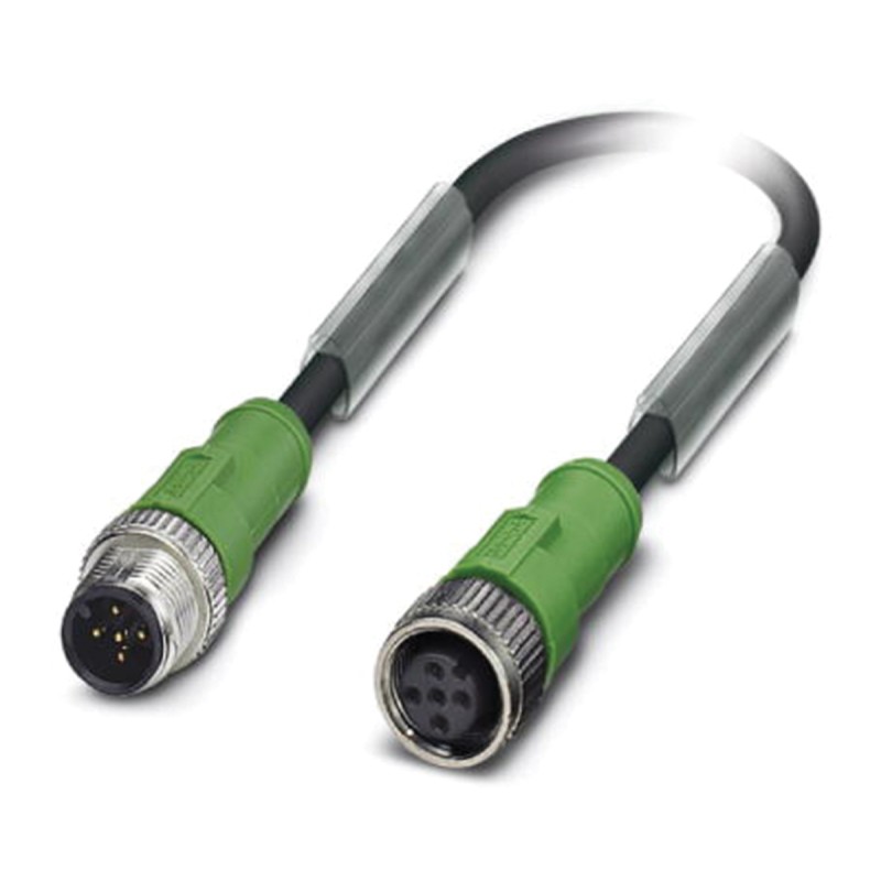 1 pcs - Phoenix Contact Straight Male 5 way M12 to Straight Female 5 way M12 Sensor Actuator Cable, 600mm