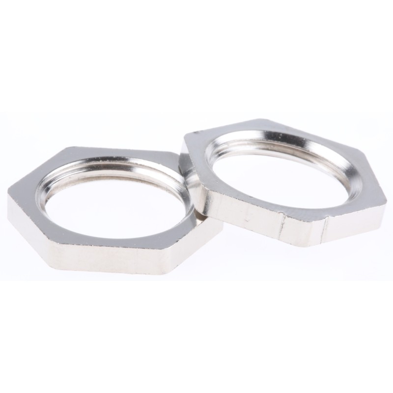 50 pcs - D4316107 SIB Nickel Nickel Plated Brass Cable Gland Locknut, M16 Thread