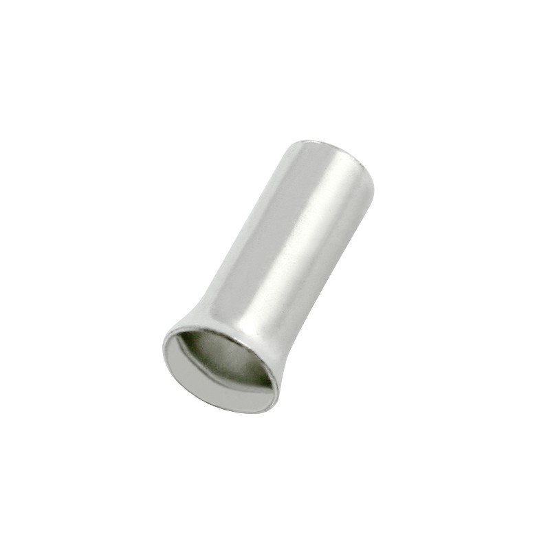 1000 pcs - RS PRO Bootlace Ferrule, 10mm Pin Length, 3.9mm Pin Diameter, 6mm² Wire Size, Silver