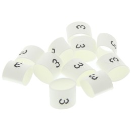 1 Bag of 100 - TE Connectivity Heat Shrink Cable Markers, White, Pre-printed '3', 2 - 6mm Cable