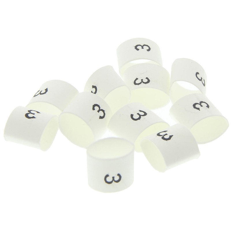 1 Bag of 100 - TE Connectivity Heat Shrink Cable Markers, White, Pre-printed '3', 2 - 6mm Cable