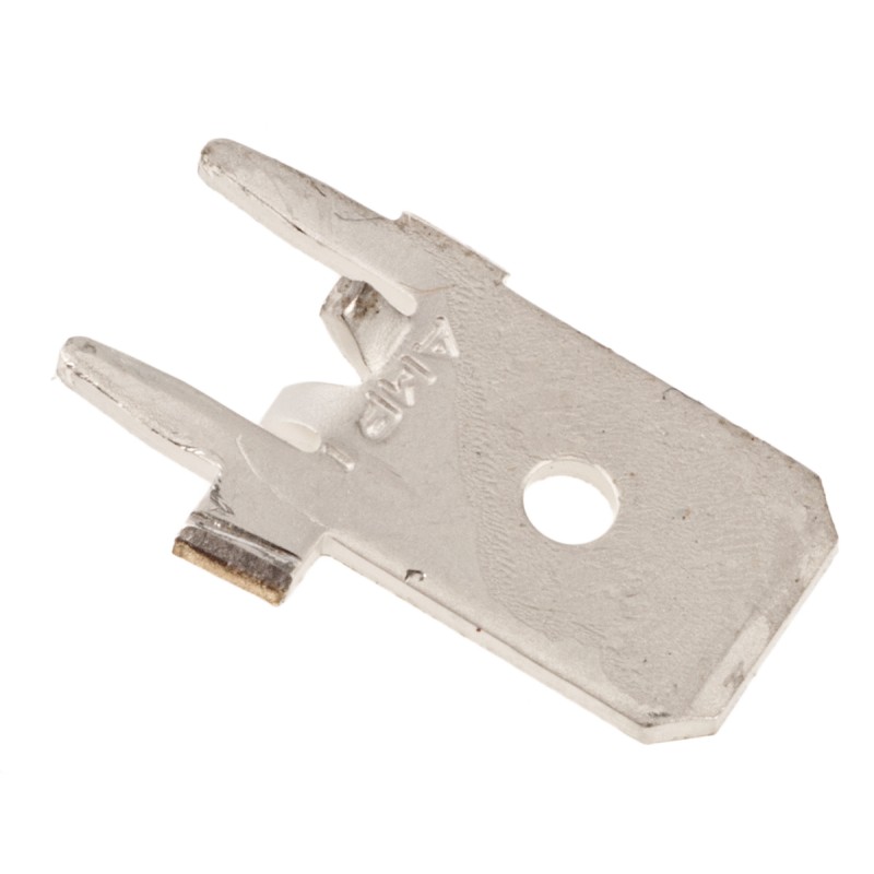 300 pcs - 63824-1 TE Connectivity FASTON .250 Silver Uninsulated Male Spade Connector, PCB Tab, 6.35 x 0.83mm Tab Size