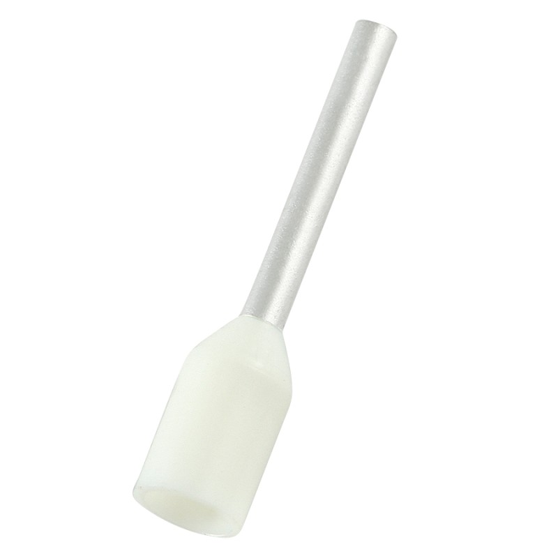 1000 pcs - RS PRO Insulated Bootlace Ferrule, 12mm Pin Length, 1.3mm Pin Diameter, 0.5mm² Wire Size, White