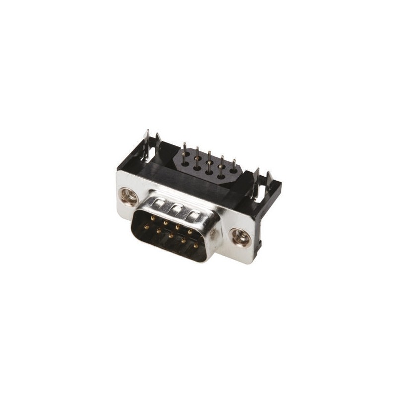 10 pcs - A-DS 09 A/KG-F ASSMANN WSW A-DS 9 Way Right Angle Through Hole D-sub Connector Plug, 2.77mm Pitch