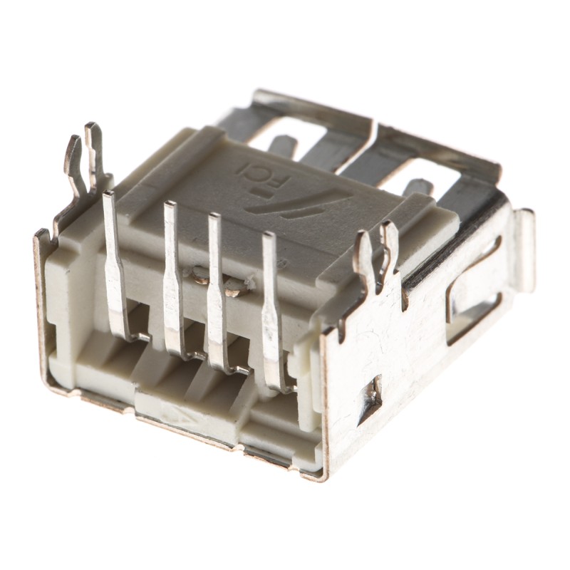 20 pcs - 87520-0010BLF Amphenol ICC Right Angle, Through Hole, Socket Type A 2.0 USB Connector