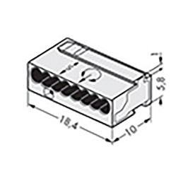 50 pcs - 243-308 Wago 243 MICRO PUSH WIRE Series Junction Box Connector, 8-Way, 6A, 22 - 20 AWG Wire, Push In Termination