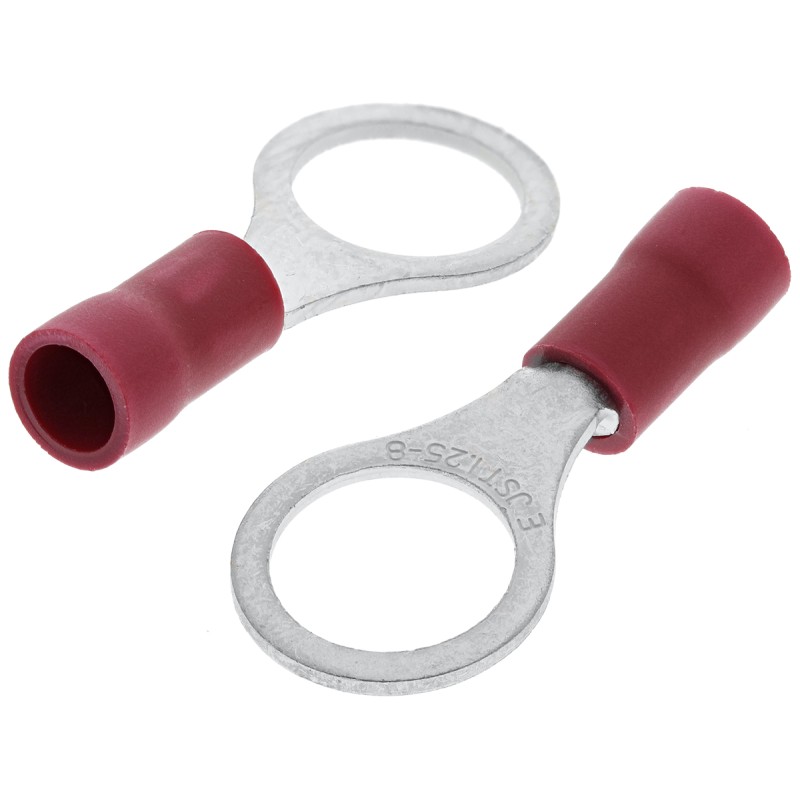 300 pcs - FVWS1.25-8(LF) JST, FV Insulated Ring Terminal, M8 (5/16) Stud Size, 0.25mm² to 1.65mm² Wire Size, Red