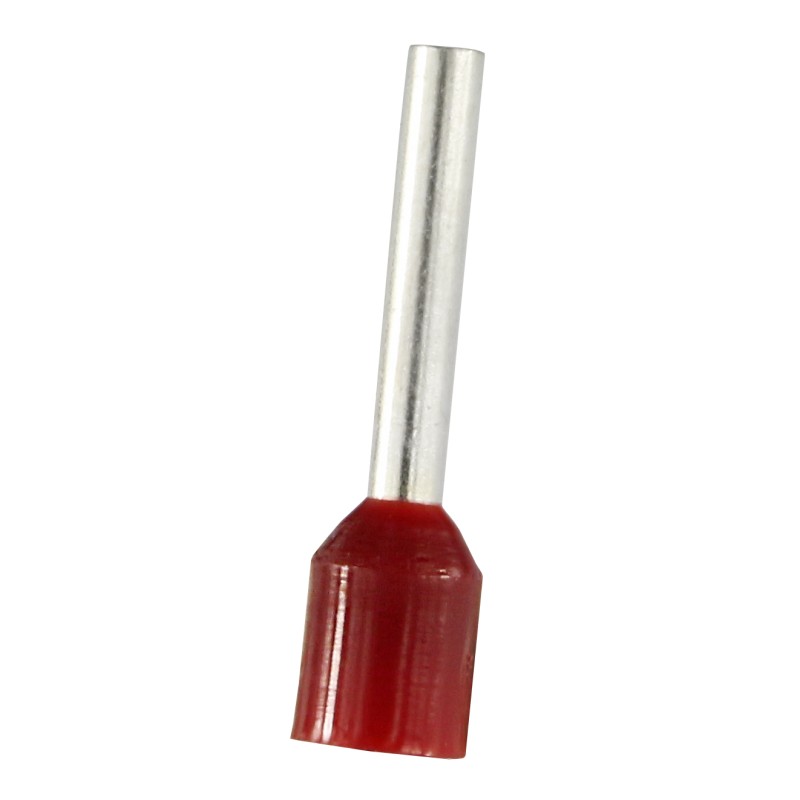 1000 pcs - RS PRO Insulated Bootlace Ferrule, 12mm Pin Length, 2mm Pin Diameter, 1.5mm² Wire Size, Red