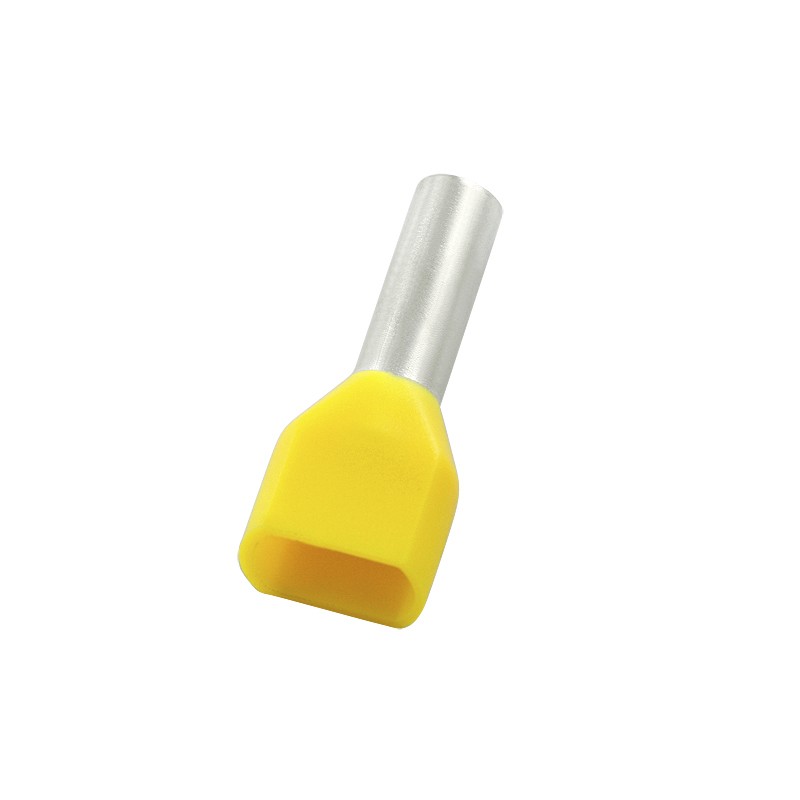 1000 pcs - RS PRO Insulated Bootlace Ferrule, 8mm Pin Length, 2.4mm Pin Diameter, 2 x 1.0mm² Wire Size, Yellow