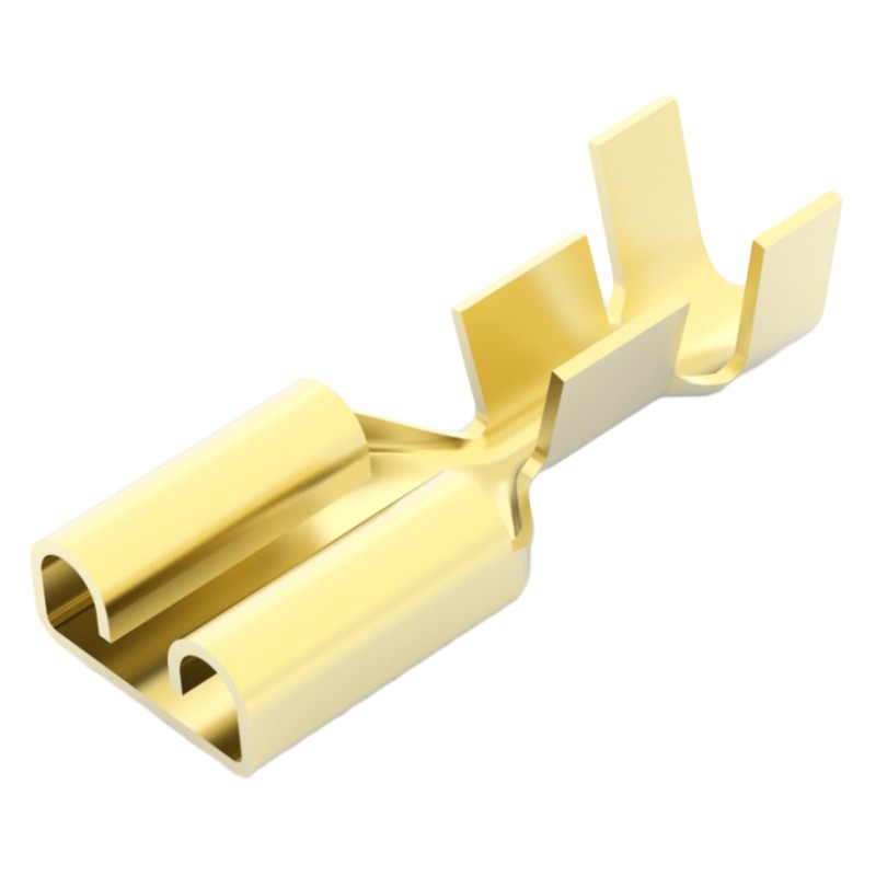 100 pcs - TE Connectivity FASTIN-FASTON .250 Uninsulated Female Spade Connector, Receptacle, 6.35 x 0.81mm Tab Size, 0.8mm² to