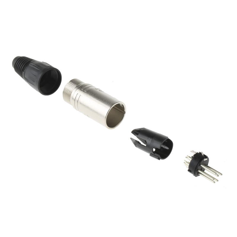 1 pcs - Neutrik Cable Mount XLR Connector, Male, 50 V, 6 Way, Silver over Nickel Plating