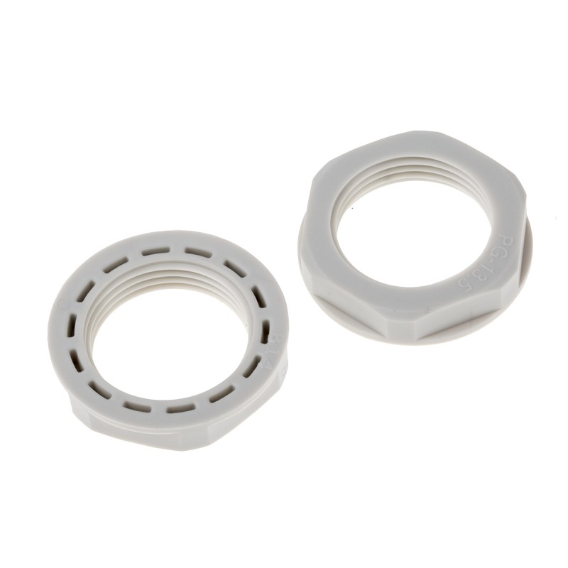 25 pcs - RS PRO Grey Nylon 66 Cable Gland Locknut, PG13.5 Thread, IP68