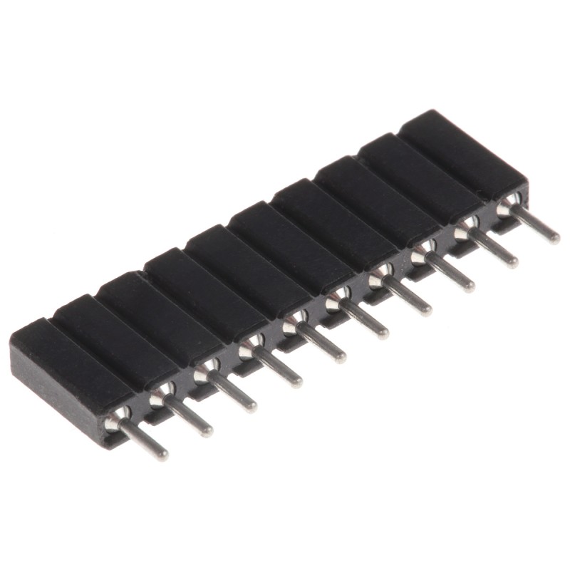 5 pcs - 10 Way Preci-Dip Straight Through Hole 2.54mm SIL Socket, Solder, 3A 100 V ac, 150 V dc