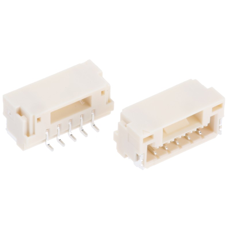 5 pcs - JST GH Series Right Angle Surface Mount PCB Header, 5 Contact(s), 1.25mm Pitch, Shrouded