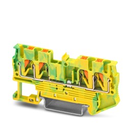 5 pcs - Phoenix Contact PT 2.5-QUATTRO-PE Series Green/Yellow Earth Terminal Block, 0.14 - 4mm², Single-Level, Push In
