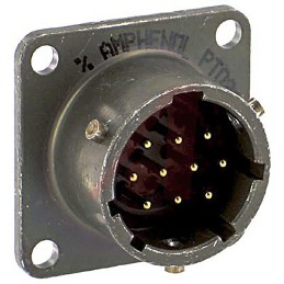 1 pcs - Amphenol, PT 10 Way Panel Mount MIL Spec Circular Connector Receptacle, Pin Contacts,Shell Size 12, Bayonet,